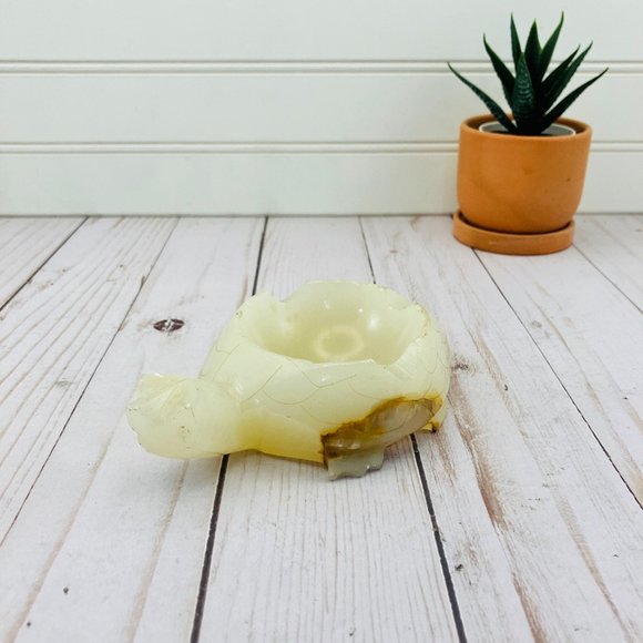 Other - Alabaster Turtle Ashtray Hand Carved Trinket Dish Marble Stone